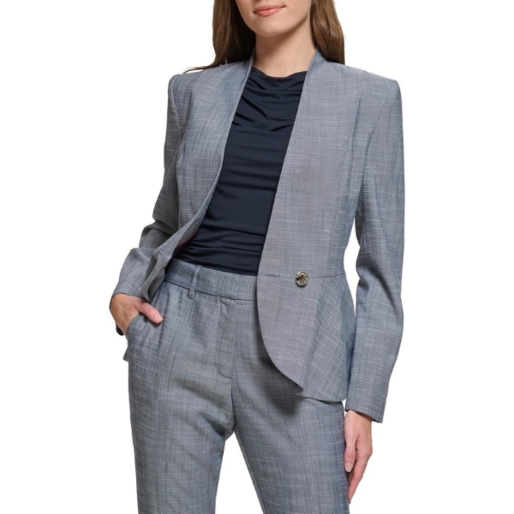 TOMMY HILFIGER Grey‎ Tailored Blazer NWT Structured Jacket Size 2